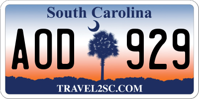 SC license plate AOD929
