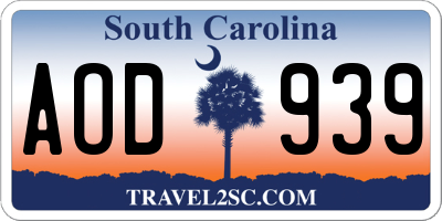SC license plate AOD939