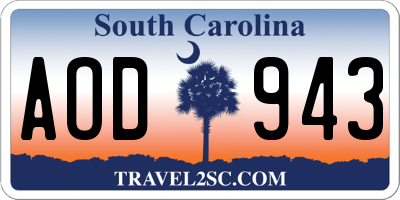 SC license plate AOD943