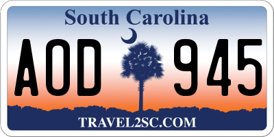 SC license plate AOD945