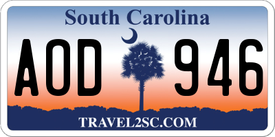 SC license plate AOD946
