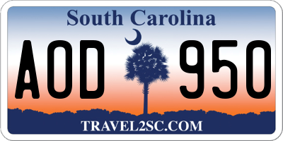 SC license plate AOD950
