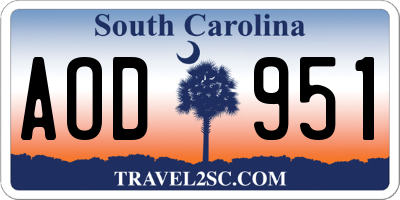 SC license plate AOD951
