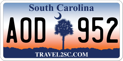 SC license plate AOD952