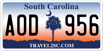 SC license plate AOD956