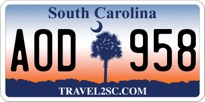SC license plate AOD958
