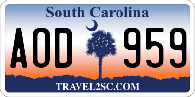 SC license plate AOD959