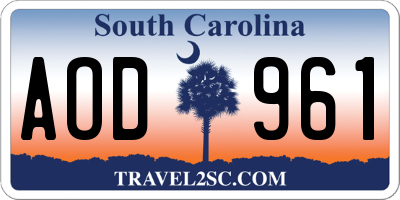 SC license plate AOD961