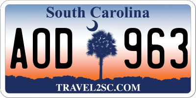 SC license plate AOD963