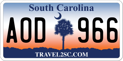 SC license plate AOD966