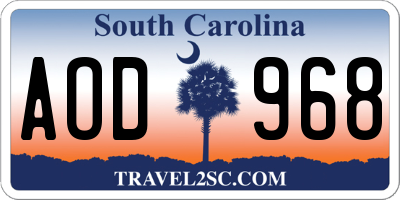 SC license plate AOD968