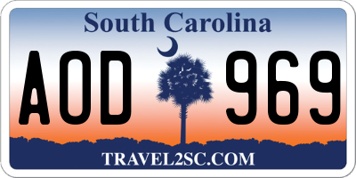SC license plate AOD969