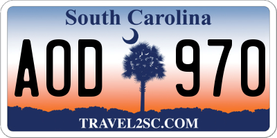 SC license plate AOD970
