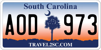 SC license plate AOD973