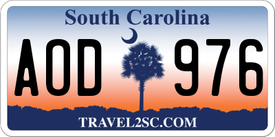 SC license plate AOD976