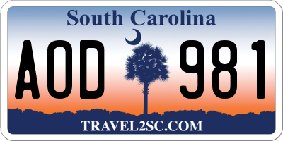 SC license plate AOD981
