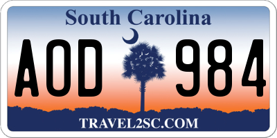 SC license plate AOD984