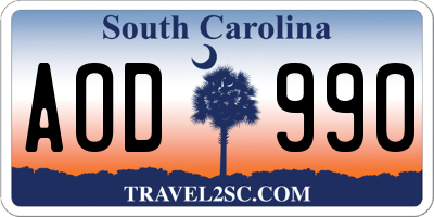 SC license plate AOD990
