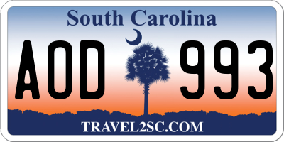 SC license plate AOD993
