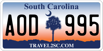 SC license plate AOD995