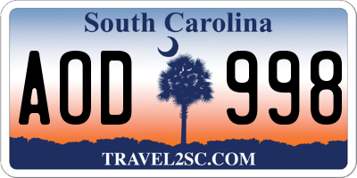 SC license plate AOD998