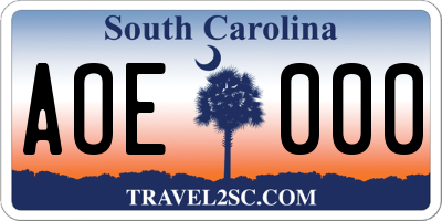 SC license plate AOE000