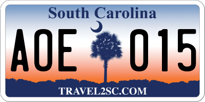 SC license plate AOE015
