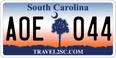SC license plate AOE044