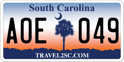 SC license plate AOE049