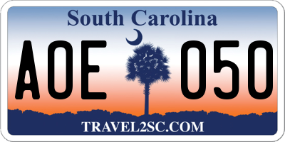 SC license plate AOE050