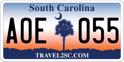 SC license plate AOE055
