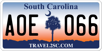 SC license plate AOE066