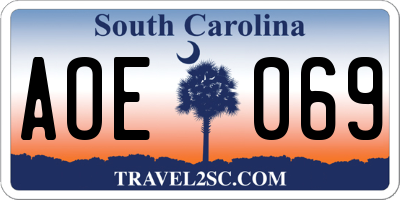 SC license plate AOE069