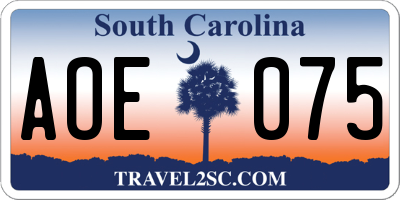 SC license plate AOE075