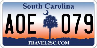 SC license plate AOE079