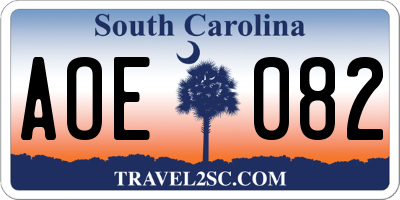 SC license plate AOE082