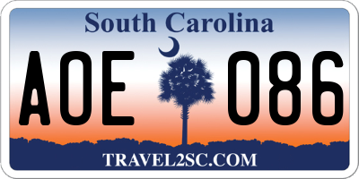 SC license plate AOE086