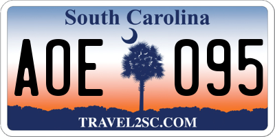SC license plate AOE095