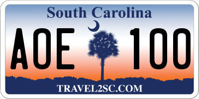 SC license plate AOE100