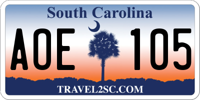 SC license plate AOE105