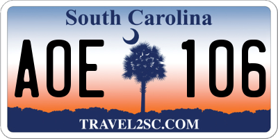 SC license plate AOE106