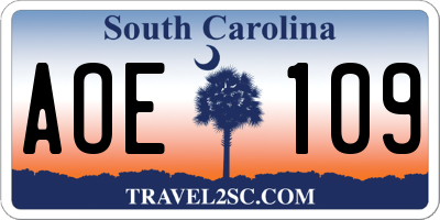 SC license plate AOE109