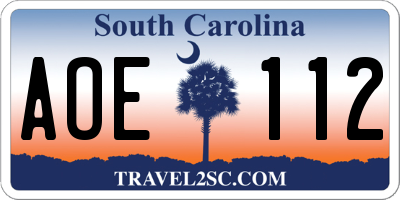 SC license plate AOE112