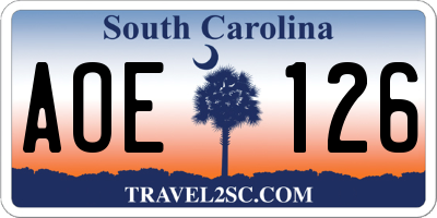 SC license plate AOE126