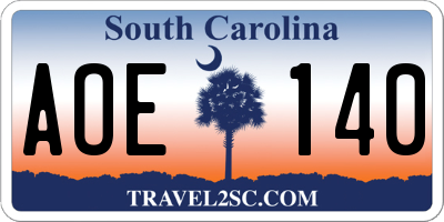 SC license plate AOE140