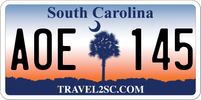 SC license plate AOE145