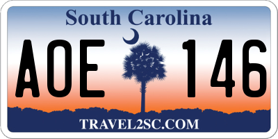 SC license plate AOE146