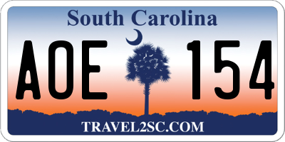 SC license plate AOE154