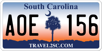 SC license plate AOE156