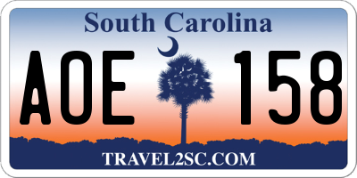 SC license plate AOE158